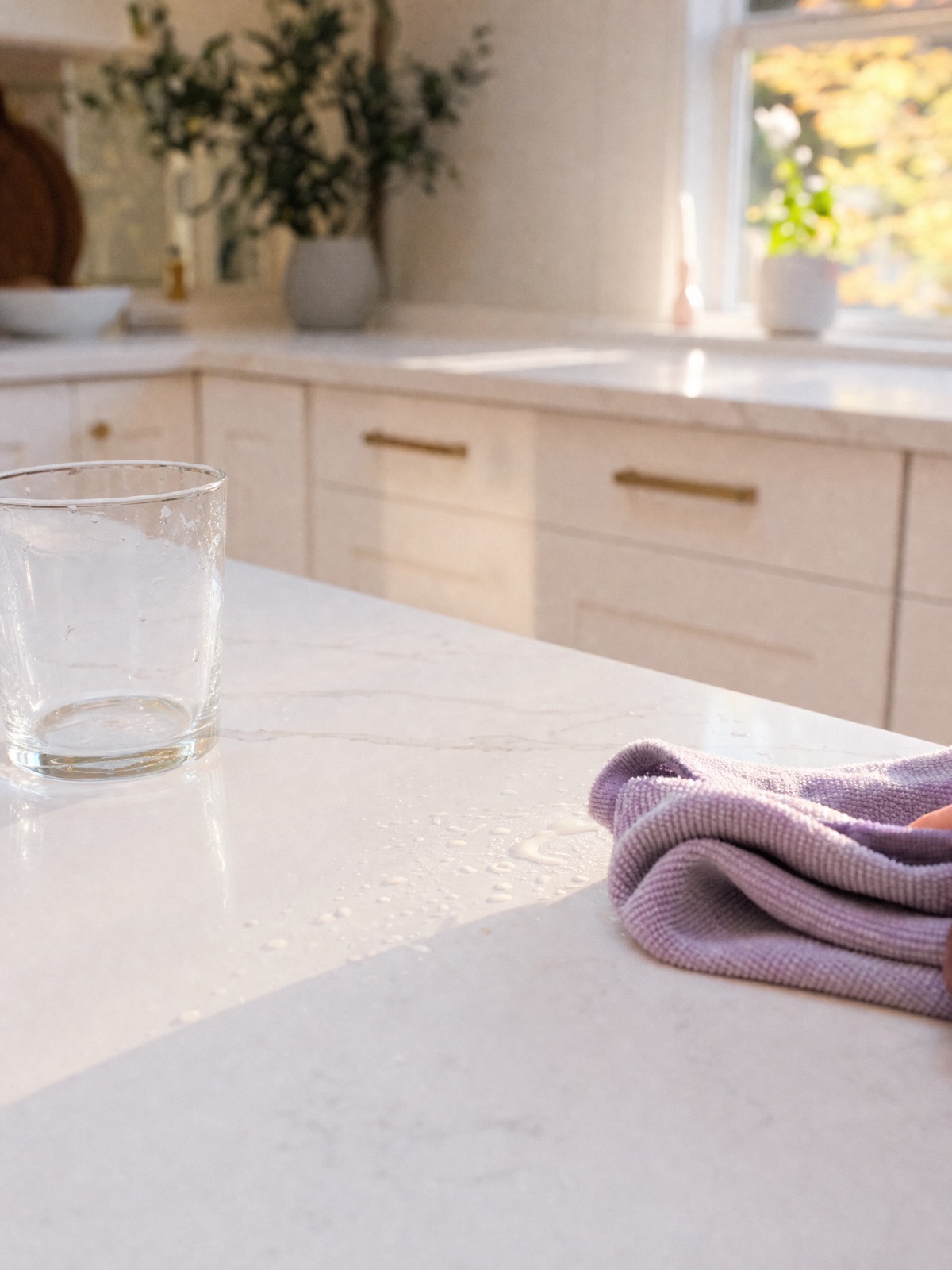 How to Remove Water Spots and Mineral Marks from Quartz Countertops