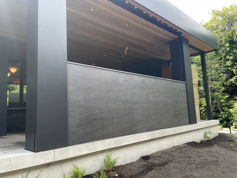 Outdoor bar surface and wrapped side panel